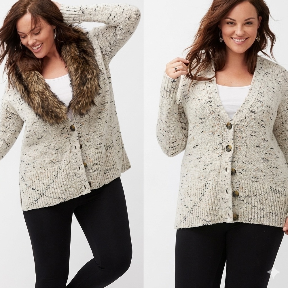 Lane Bryant Metallic Knit Cardigan Sweater | Size 22/24 - Picture 10 of 11